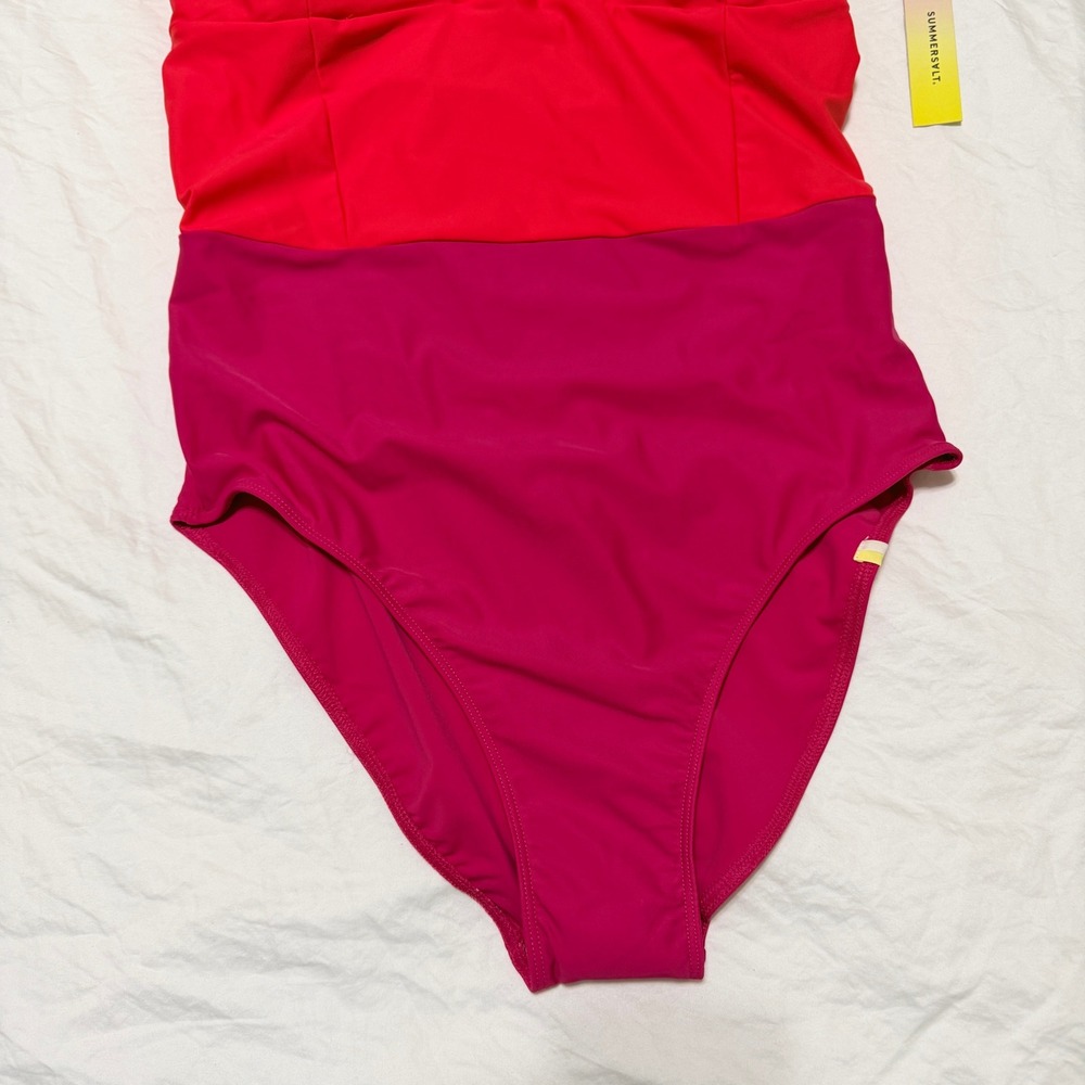 Summersalt The Wave One Piece Swimsuit Red Pink Colorblock Size 12 NWT - Picture 5 of 15